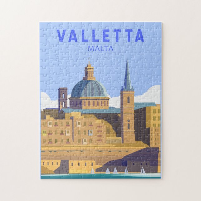 Valletta Malta Travel Vintage Art Pussel (Vertikal)