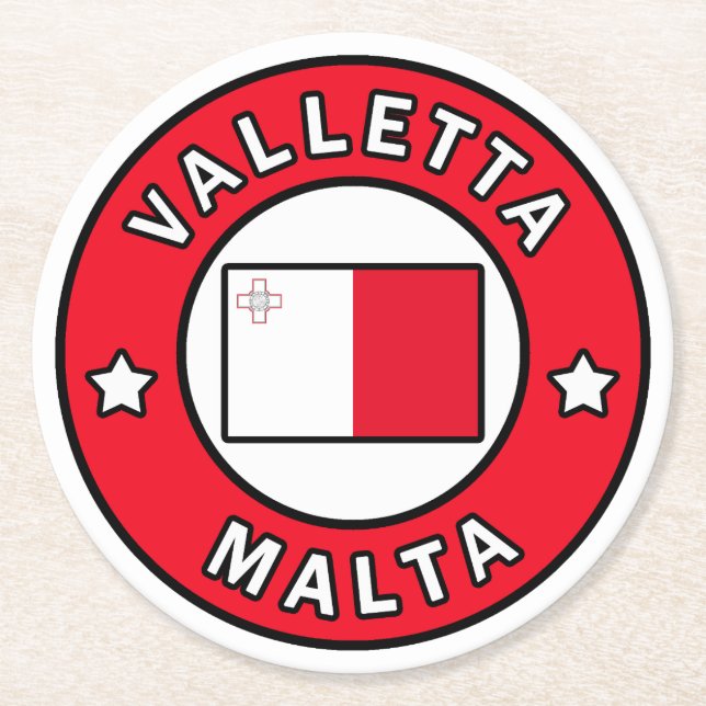 Valletta Malta Underlägg Papper Rund (Framsidan)