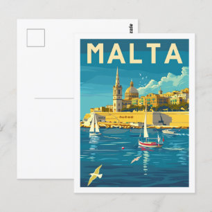 Valletta Malta Vintage Berömd Travel Ställe Vykort