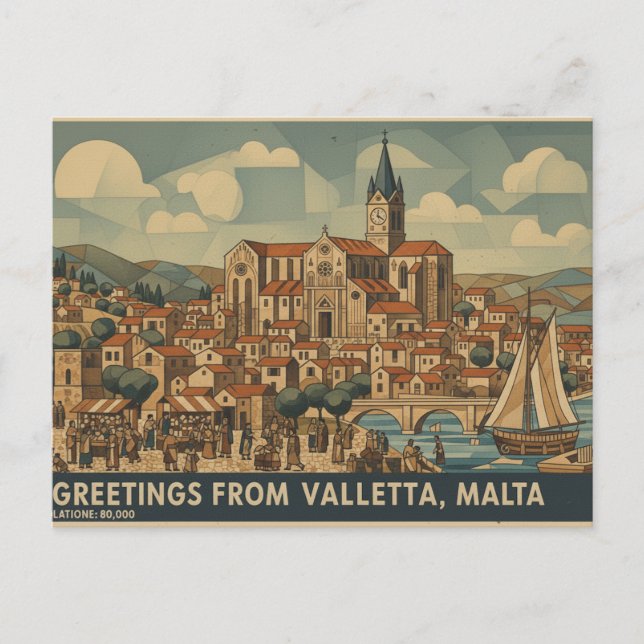 Valletta Malta vykort  (Framsida)