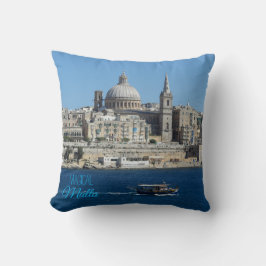 Valletta Skyline Harbour Landskap Malta Souvenir Kudde
