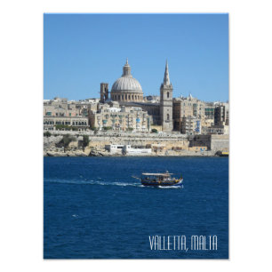 Valletta Skyline Luzzu FishBoat Malta Scene Fototryck