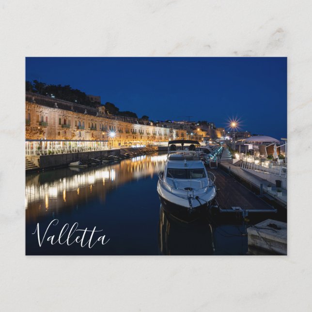 Valletta-vattendistriktet med liten hamn vykort (Framsida)