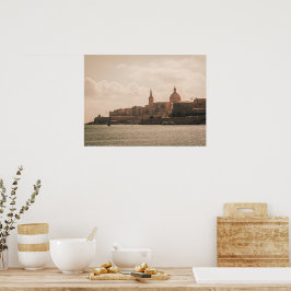 Vallettas gyllene hamnutblick poster