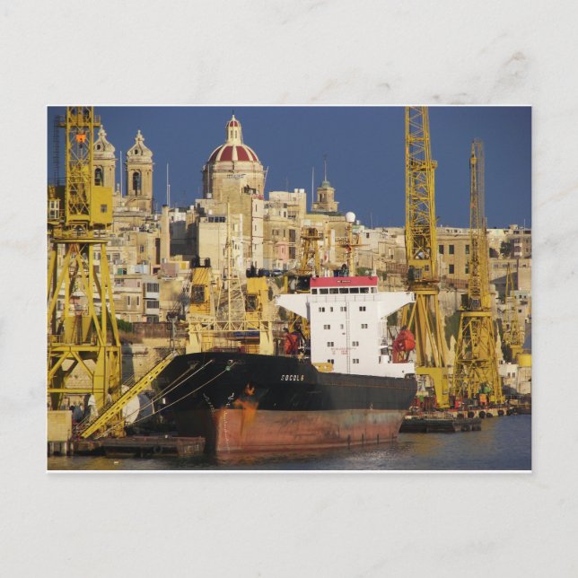 Vallettas hamn. vykort (Framsida)