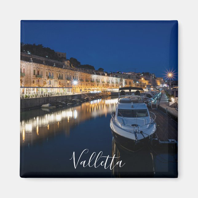 Vallettas vattenfront med liten hammarmag magnet (Framsidan)