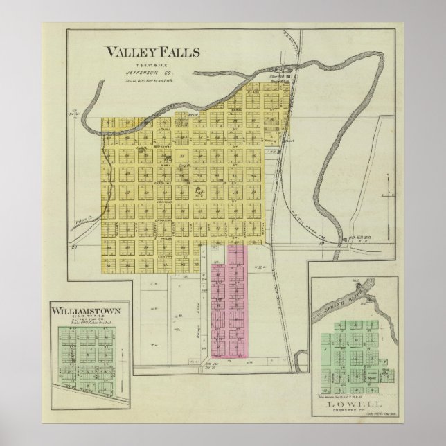 Valley Falls, Williamstown och Lowell, Kansas Poster (Framsidan)