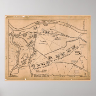 Valley Forge Encampment Karta (dec. 1777-juni 1778 Poster