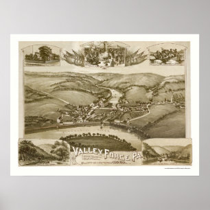 Valley Forge, PA Panoramic Karta - 1890 Poster