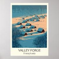 Valley Forge Pennsylvania Vintage Winter Camp Art