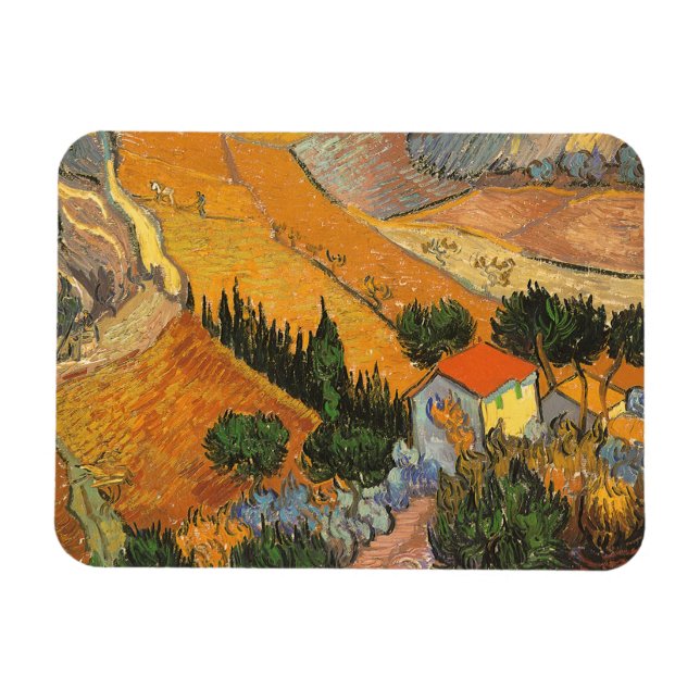 Valley med Plowman av Vincent van Gogh Magnet (Horisontell)
