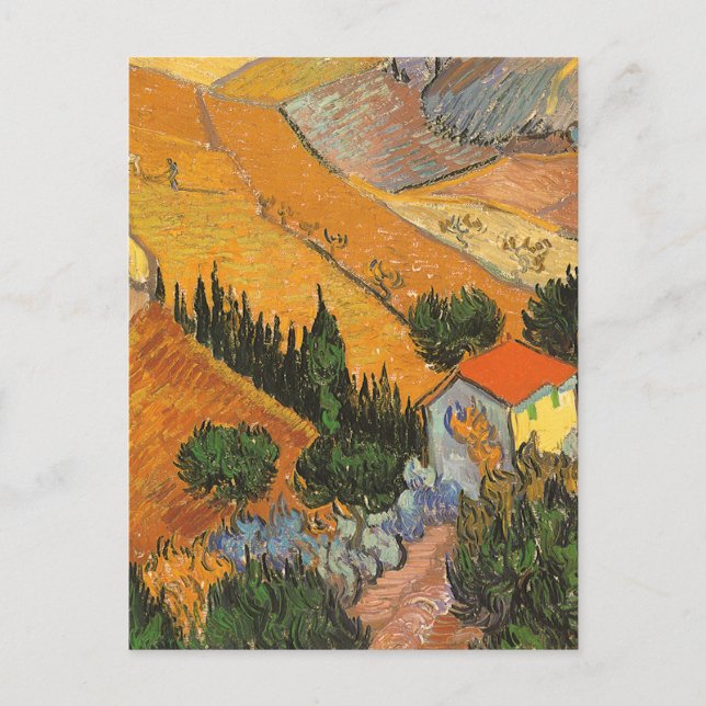 Valley med Plowman av Vincent van Gogh Vykort (Framsida)