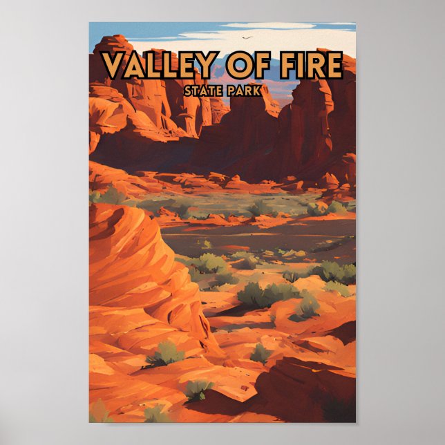 Valley of Fire State Park Retro Travel Poster (Framsidan)