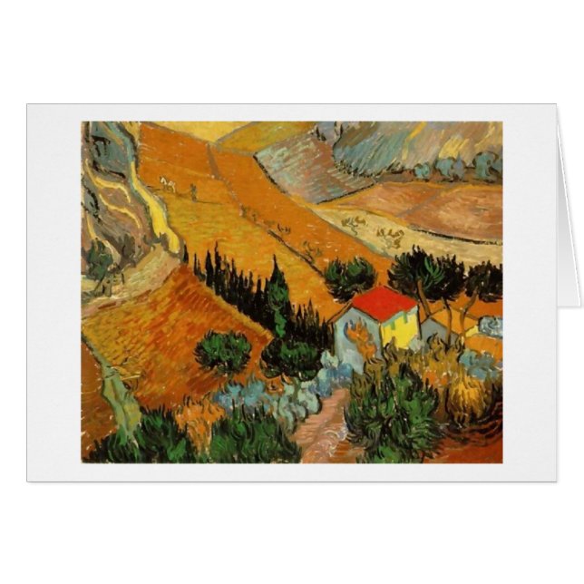 Valley with Plowman (F727)Van Gogh Fine Art Hälsningskort (Framsidan Horizontal)