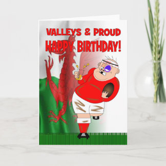 Valleys & Proud Rugby Birthday Card Kort