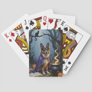 Vallhund Whimsical Halloween-målning Casinokort
