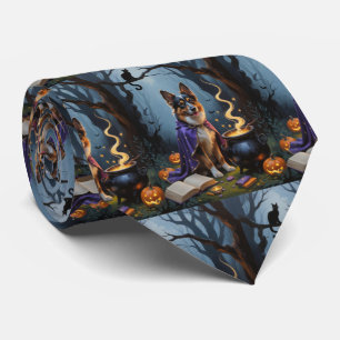 Vallhund Whimsical Halloween-målning Slips