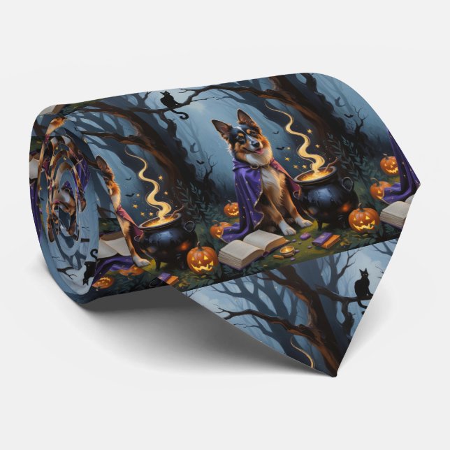 Vallhund Whimsical Halloween-målning Slips (Rullad)