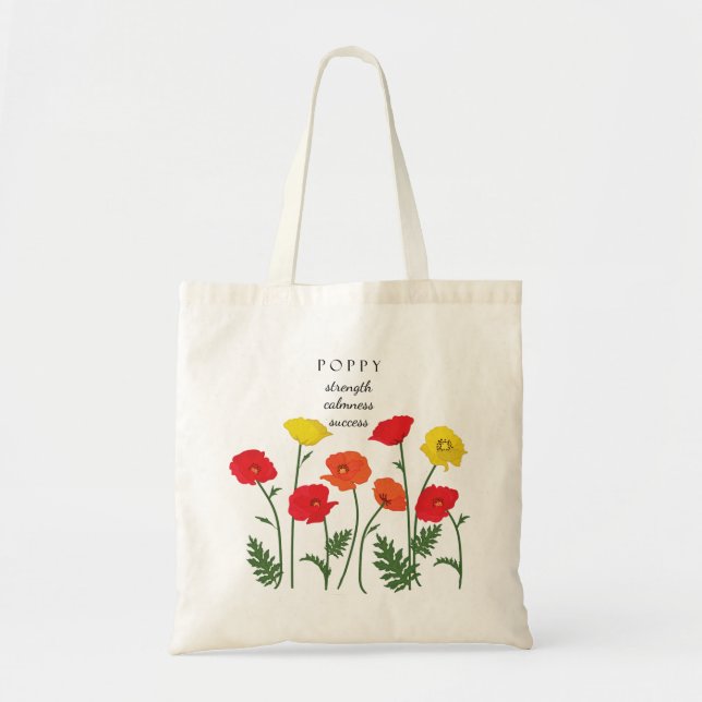 Vallmo August Birth Monde Flower Bag Tygkasse (Framsidan)