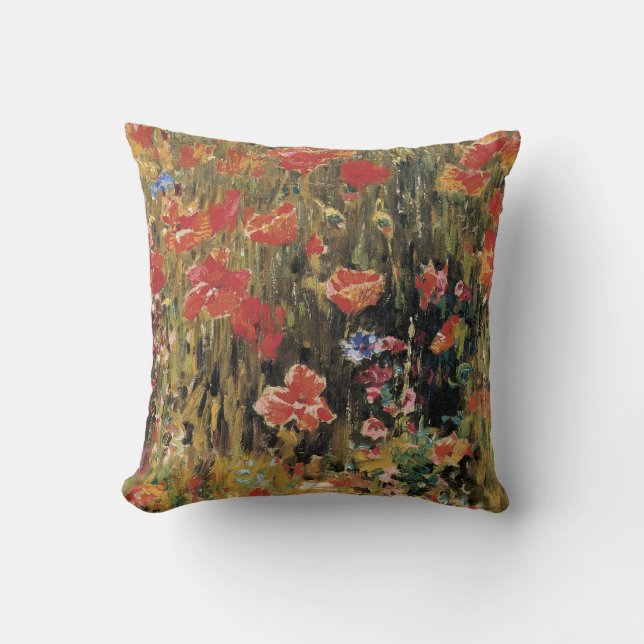 Vallmo av Robert Vonnoh, Vintage Impressionism Kudde (Framsida)