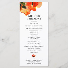 Vallmo Blomma Akvarell Målning Ceremoni Bröllop Meny
