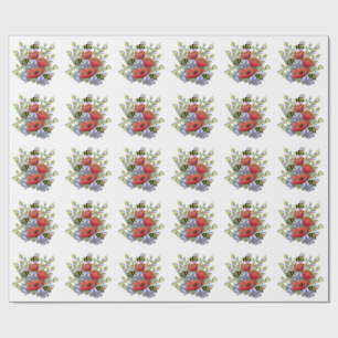 Vallmo blommor och bin Digital ritning, Botanisk Presentpapper