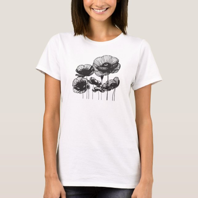 Vallmo blommor t shirt (Framsida)