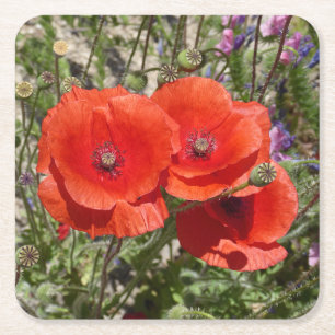 VALLMO BLOMMOR UNDERLÄGG PAPPER KVADRAT