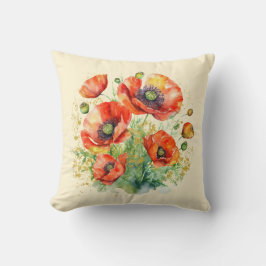 Vallmo Blommor Vackra Vilda Blommor Röda Vallmor Kudde