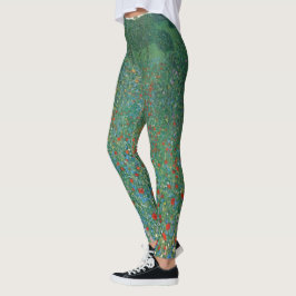 Vallmo-fält av Gustav Klimt, Vintage Art Nouveau Leggings
