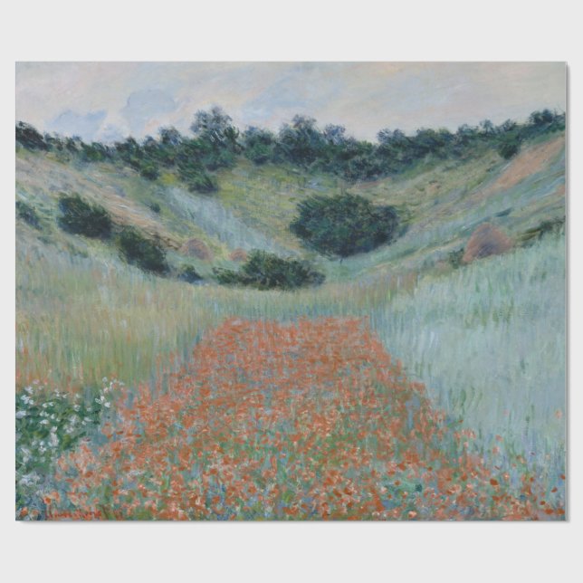 Vallmo Fält i Hollow nära Giverny Monet Presentpapper (Platt)