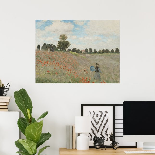 Vallmo fält nära Argenteuil av Claude Monet Poster (Hemmakontoret)