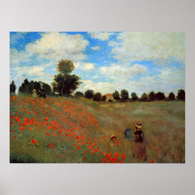 Vallmo fält nära Argenteuil av Claude Monet Poster (Framsidan)