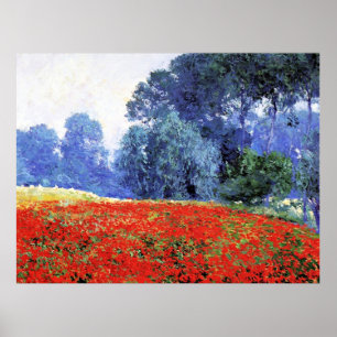 Vallmo fält, vacker målning av Guy Rose Poster