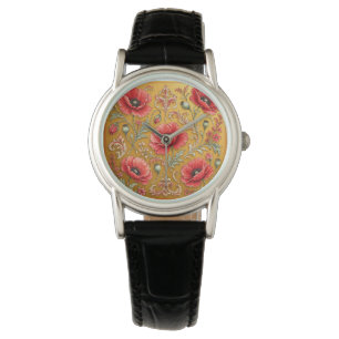 Vallmo fleur gyllene design armbandsur