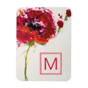 Vallmo för Monogram på vit Magnet
