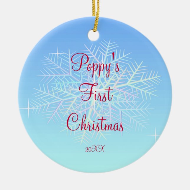 Vallmo första prydnad för julSnowflake Julgransprydnad Keramik (Framsidan)