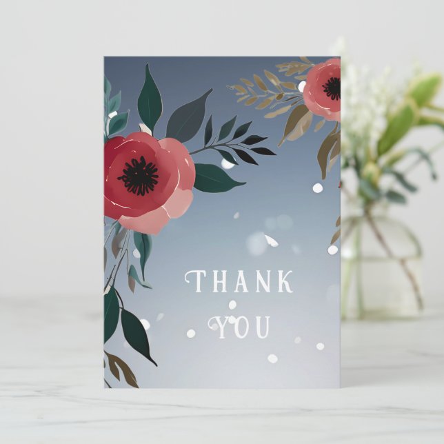 Vallmo från Kärlek' bröllopsinbjudan Tack Kort (Stående Fram)