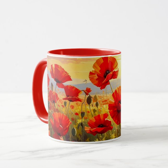 Vallmo i kvällsljus mugg (Framsida vänster)
