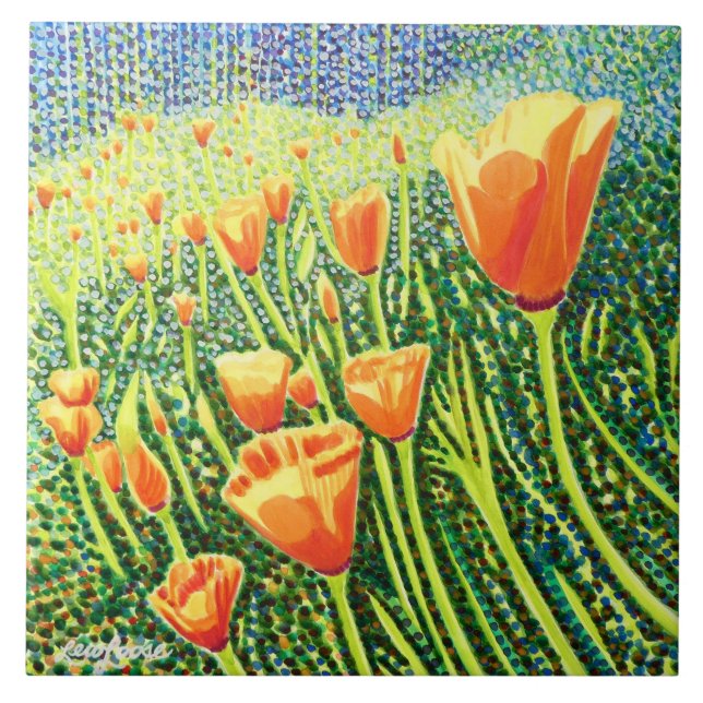 Vallmo, keramiskt plattor, vallmo, keramiskt platt kakelplatta (Framsidan)