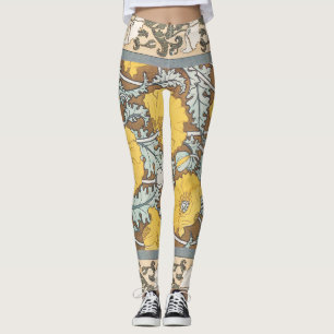 vallmo konst illustration gul blomma leggings