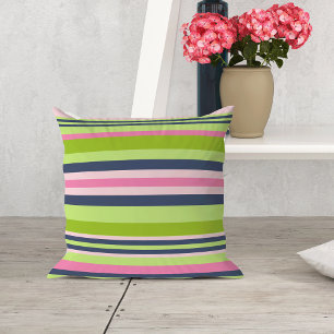 Vallmo Lime, Rosa och marinen Rand Kudde