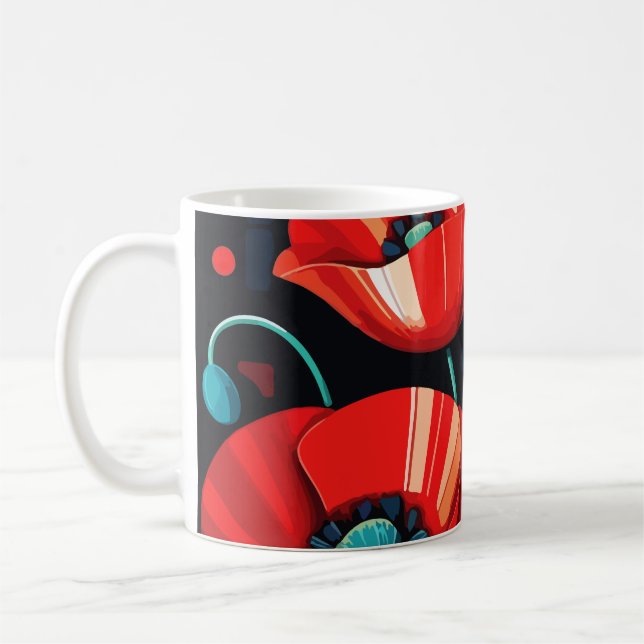 Vallmo Papaver blommor Kaffemugg (Vänster)