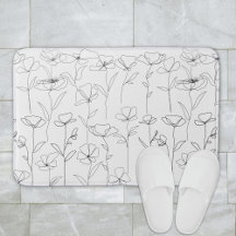 Vallmo Vildblomma Svart och Vitt Minimalt Blommoti