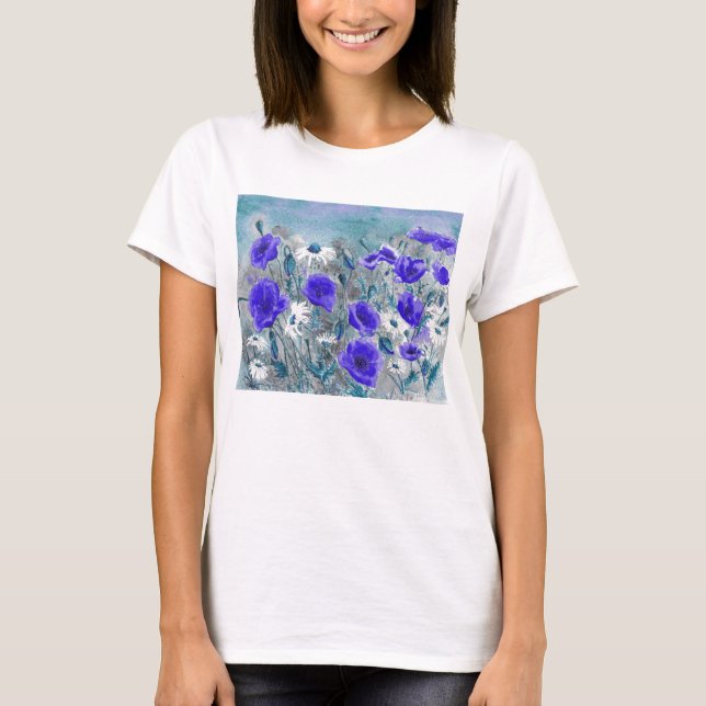 "Vallmoblått T-tröja T Shirt (Framsida)