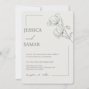 Vallmoblom Wedding Invitation Inbjudningar
