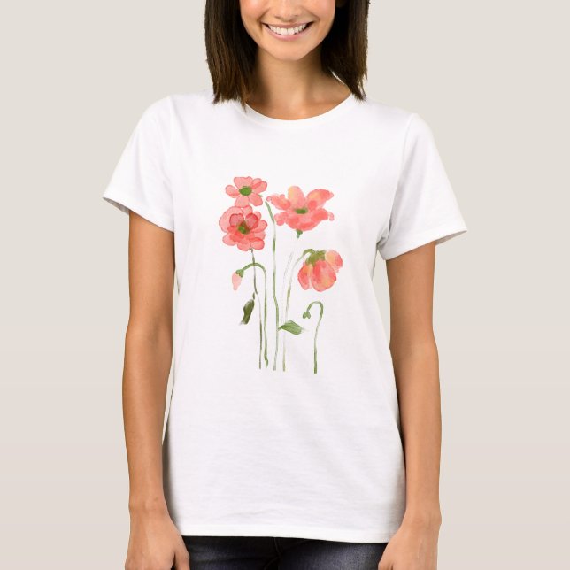 Vallmoblomma mönster T-shirt (Framsida)