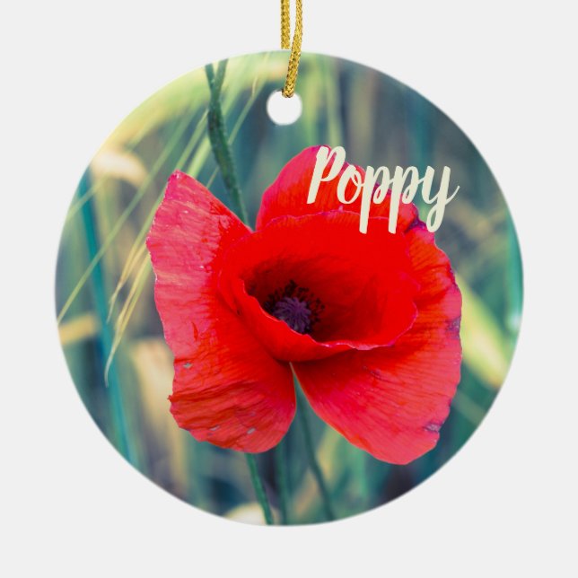 Vallmoblomma till trädgårdsmästare och blommar äls julgransprydnad keramik (Framsidan)