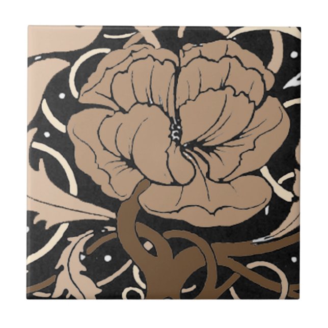 Vallmoblommaart nouveau belägger med tegel kakelplatta (Framsidan)
