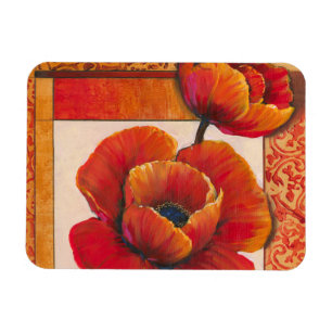 Vallmoblommor i Tan och Orange Magnet